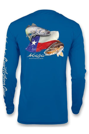 Mojo Sportswear Company Shirts Mojo Blue / 2XS Performance Fish Texas Flag Redfish/Trout