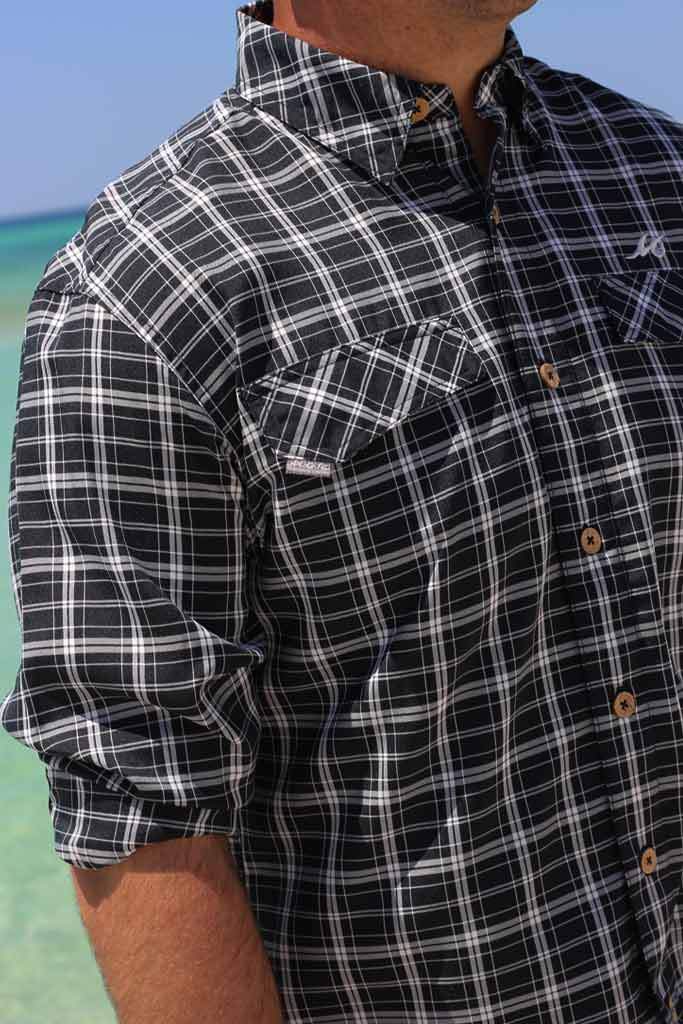 Mojo Sportswear Company Shirts Octopus Ink / S Coastal Plaid Long Sleeve