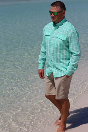 Mojo Sportswear Company Shirts Skiff Green / S Coastal Plaid Long Sleeve