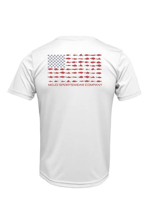 Mojo Sportswear Company Shirts White Caps / S American Angler Flag Wireman X Short Sleeve