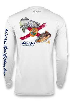Mojo Sportswear Company Shirts White Caps / S Florida Redfish Flag Wireman X