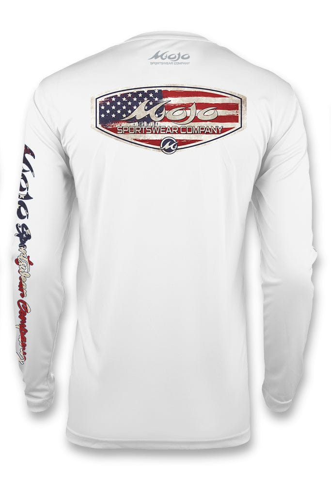 Mojo Sportswear Company Shirts White Caps / S Patriot Crest Wireman X