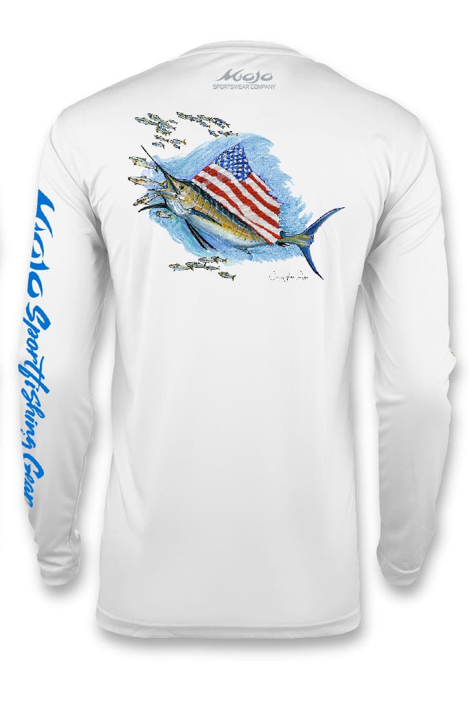 Mojo Sportswear Company Shirts White Caps / S Sailfish Flag Wireman X