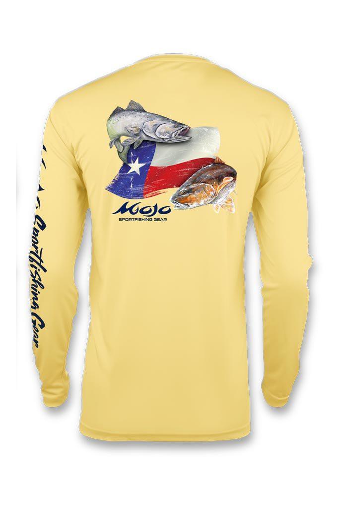 Mojo Sportswear Company Shirts Yellow Tail / XS Performance Fish Texas Flag Redfish/Trout