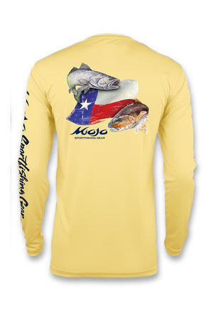 Mojo Sportswear Company Shirts Yellow Tail / XS Performance Fish Texas Flag Redfish/Trout