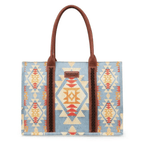 MONTANA WEST Purse Wrangler Southwestern Dual Sided Print Canvas Large Tote WG2202-8119BR