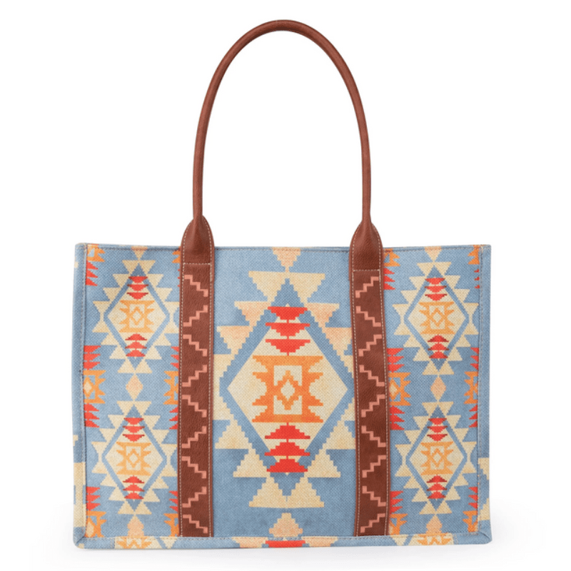 MONTANA WEST Purse Wrangler Southwestern Dual Sided Print Canvas Large Tote WG2202-8119BR