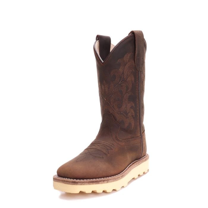 OLD WEST COWBOY BOOT CO. Boots Old West Kids Dark Clay Distressed Brown Western Boots BSC 1953