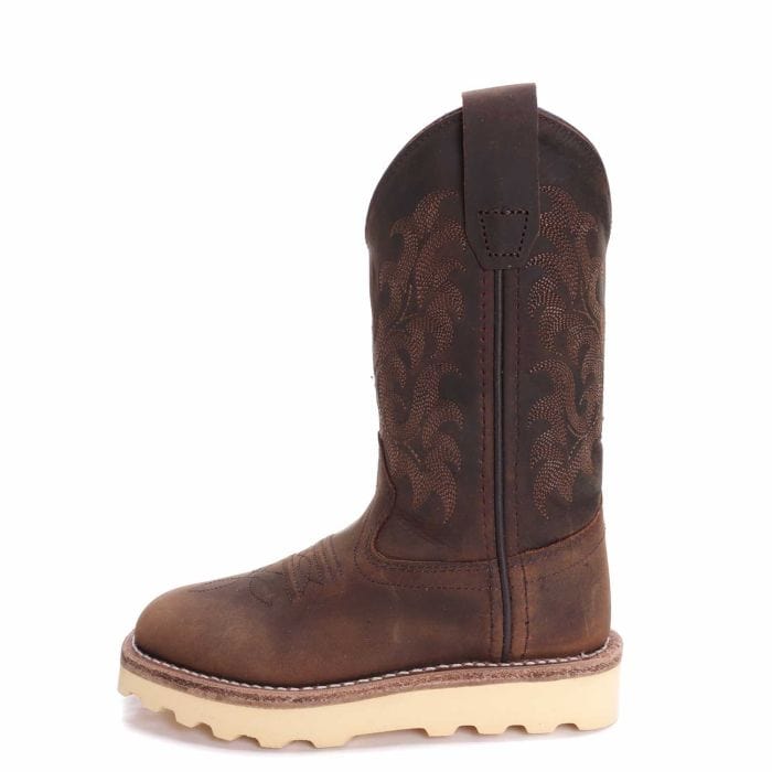 OLD WEST COWBOY BOOT CO. Boots Old West Kids Dark Clay Distressed Brown Western Boots BSC 1953