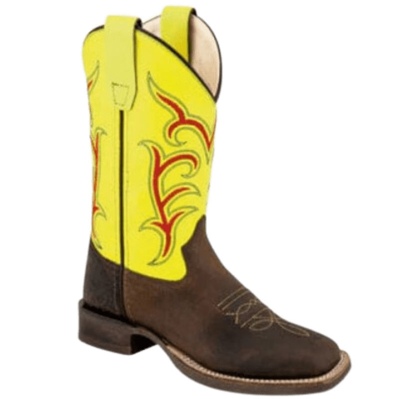 Old West Youth Brown/Neon Western Boots BSY 1849 - Russell