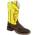 OLD WEST COWBOY BOOT CO. Boots Old West Youth Brown/Neon Western Boots BSY 1849