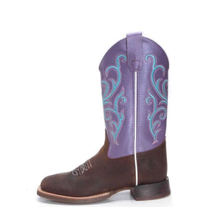 OLD WEST COWBOY BOOT CO. Boots Old West Youth Brown & Purple Western Boots BSY 1907