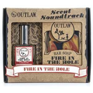 Outlaw Gift Sets Fire in the Hole: Campfire | Gunpowder | Whiskey Outlaw Cologne & Handmade Soap Gift Set - The Scent Soundtrack