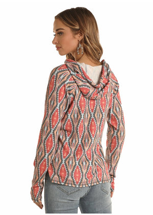 PANHANDLE Outerwear Rock & Roll Cowgirl Women's Aztec Print Pullover Hoodie - 48H7650
