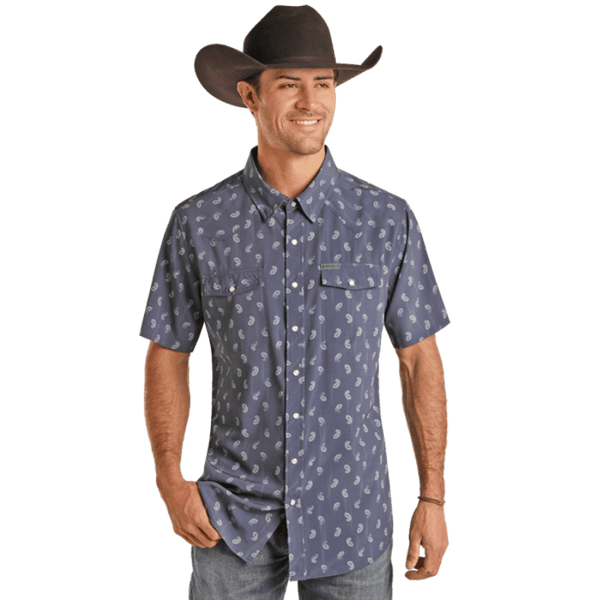 mens short sleeve western dress shirts Mens Short Sleeve Button Copper Spring Paisley Western Shirt XL