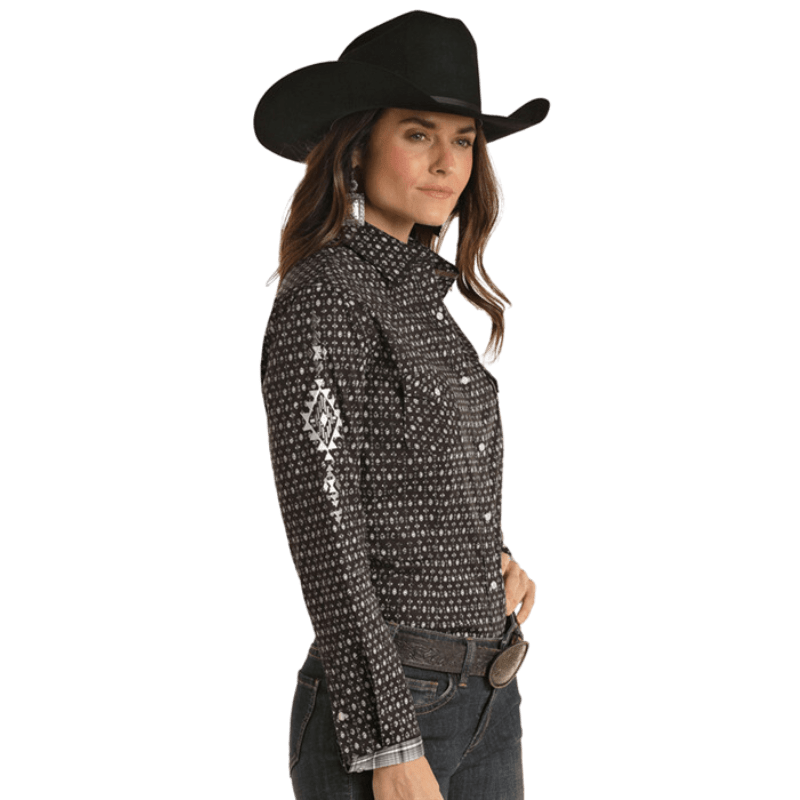 PANHANDLE Shirts Panhandle Women's Rough Stock Geo Print Long Sleeve Western Snap Shirt RWN2S02220