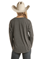 PANHANDLE Shirts Rock & Roll Cowgirl Women's Ramblin Long Sleeve Graphic T-Shirt BW22T02067