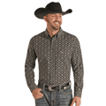 PANHANDLE Shirts Rock & Roll Denim Men's Vintage Medallion Print Long Sleeve Shirt VMB2S02163