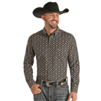 PANHANDLE Shirts Rock & Roll Denim Men's Vintage Medallion Print Long Sleeve Shirt VMB2S02163