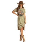 PANHANDLE SLIM Dress Rock & Roll Cowgirl Women's Moss Green T-Shirt Dress BWD1R02036