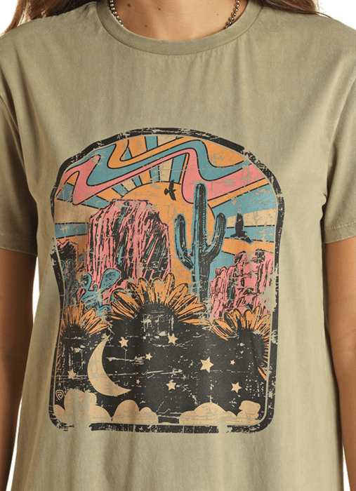 Rock Roll Cowgirl Women s Moss Green T Shirt Dress BWD1R02036