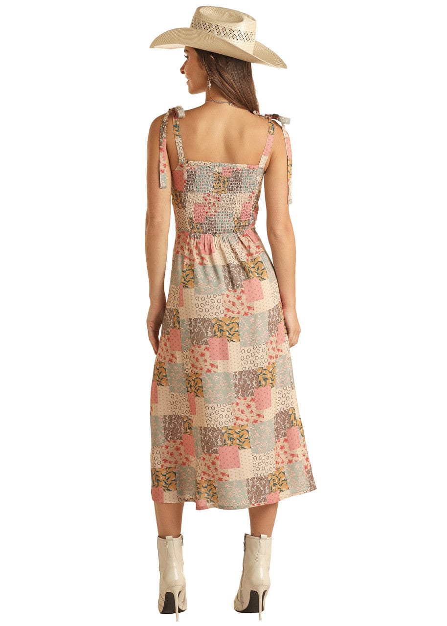 Panhandle Slim Dress Rock & Roll Cowgirl Women's Patch Print Tie Straps Dress BWD1R03269-66