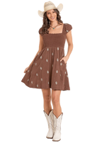 PANHANDLE SLIM Dresses & Skirts Rock n Roll Denim Women's Brown Aztec Embroidered Dress BWD1R06321