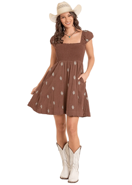 Rock n Roll Denim Women's Brown Aztec Embroidered Dress BWD1R06321 | Size XL | Cotton Rock n Roll Denim Women's Brown Aztec Embroidered Dress BWD1R06321 | Size XL | Cotton