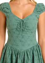PANHANDLE SLIM Dresses & Skirts Rock & Roll Denim Women's Green Drop Eyelet Mini Dress BWD1R06308
