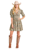 PANHANDLE SLIM Dresses & Skirts Rock & Roll Denim Women's Jade Mixed Print Mini Dress BWD1R06957