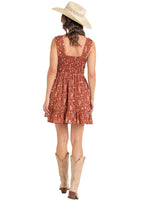 PANHANDLE SLIM Dresses & Skirts Rock & Roll Denim Women's Orange Desert Print Mini Dress BWD0R06293