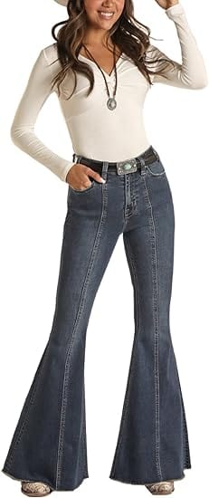 Panhandle Women's High Rise Extra Stretch Bell Bottom Jeans