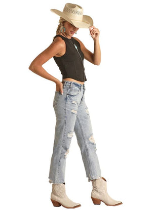 PANHANDLE SLIM Jeans Rock & Roll Cowgirl High Rise Straight Leg Jeans RRWD9HR1C8
