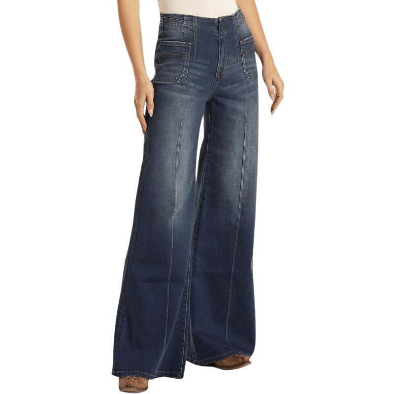 Rock & Roll Cowgirl Women's High Rise Extra Stretch Palazzo Flare Jean -  Russell's Western Wear, Inc.