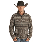 PANHANDLE SLIM Outerwear Panhandle Men's Aztec Henley Black Pullover Jacket BM91C01955