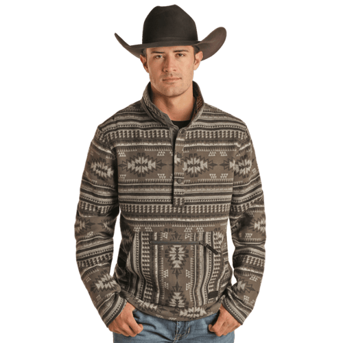 Panhandle Men's Aztec Henley Black Pullover Jacket BM91C01955