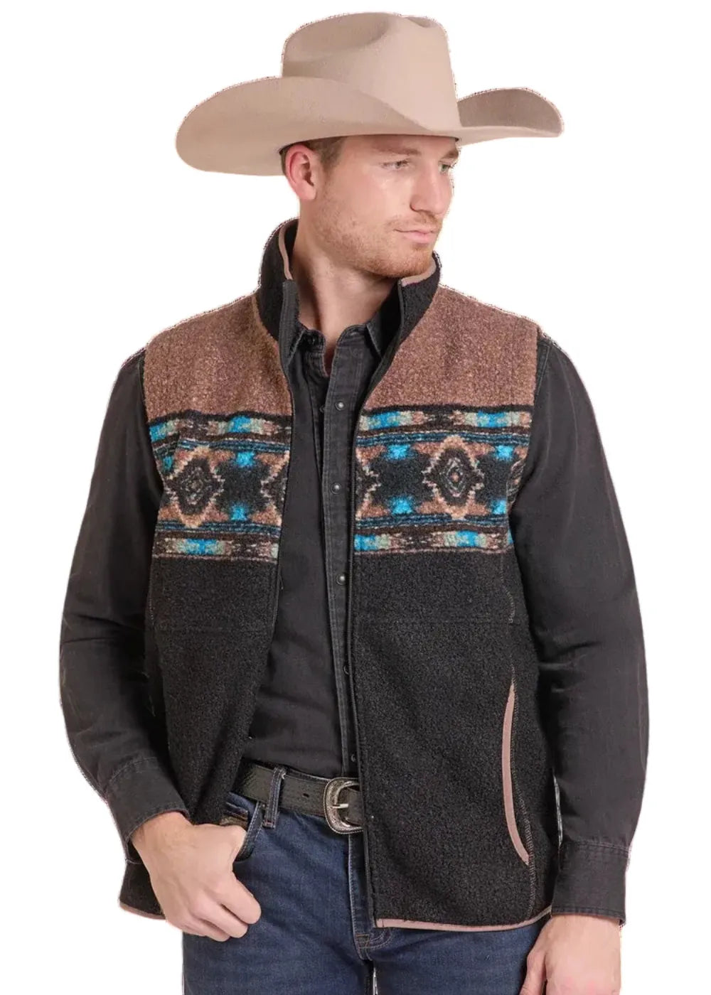 PANHANDLE SLIM Outerwear Panhandle Slim Men's Black Border Berber Vest DM98C09254