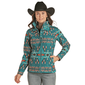 PANHANDLE SLIM Outerwear Panhandle Women's Powder River Aztec Soft Shell Rodeo Jacket DW92C01513