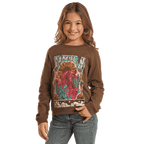 PANHANDLE SLIM Outerwear Rock & Roll Cowgirl Girls Ramblin' Java Graphic Pullover BG91T02375