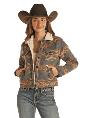 PANHANDLE SLIM Outerwear Rock & Roll Cowgirl Women's Aztec Sherpa Jacket BW92C01923