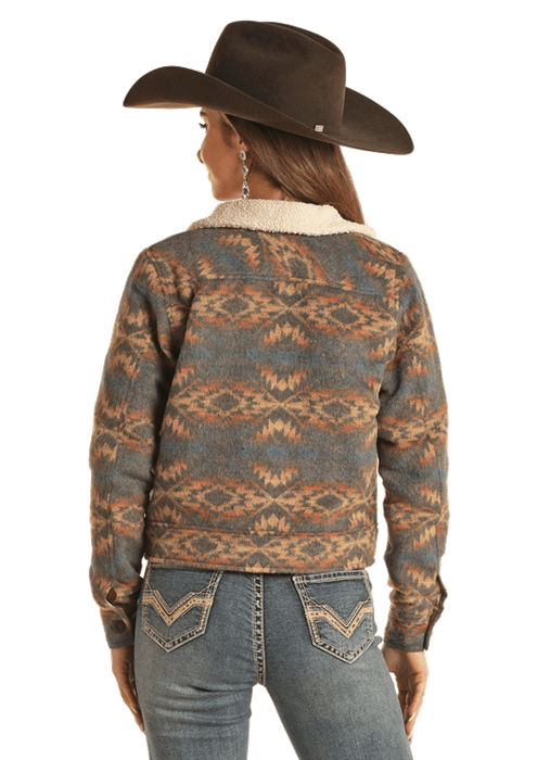 PANHANDLE SLIM Outerwear Rock & Roll Cowgirl Women's Aztec Sherpa Jacket BW92C01923