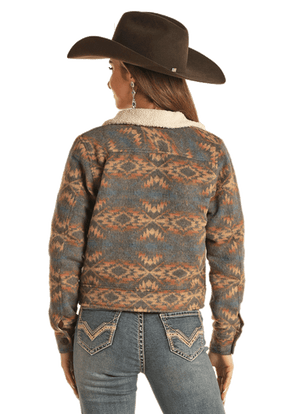 PANHANDLE SLIM Outerwear Rock & Roll Cowgirl Women's Aztec Sherpa Jacket BW92C01923