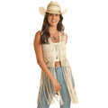 Panhandle Slim Outerwear Rock & Roll Cowgirl Women's Beige Crochet Vest BW38T03889