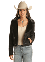PANHANDLE SLIM Outerwear Rock & Roll Cowgirl Women's Black Faux Fur Jacket BW92C02091