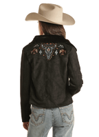 PANHANDLE SLIM Outerwear Rock & Roll Cowgirl Women's Black Faux Fur Jacket BW92C02091