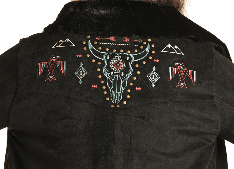 PANHANDLE SLIM Outerwear Rock & Roll Cowgirl Women's Black Faux Fur Jacket BW92C02091