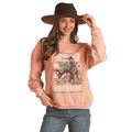 PANHANDLE SLIM Outerwear Rock & Roll Cowgirl Women's Frontier Rodeo Road Tour Coral Graphic Pullover BW91T02738