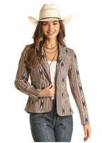 PANHANDLE SLIM Outerwear Rock & Roll Cowgirl x West Desperado Women's Striped Aztec Blazer 52-3030