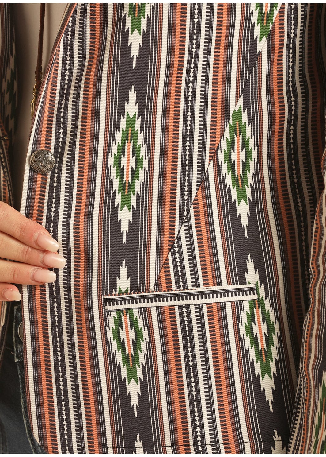 Rock & Roll Cowgirl x West Desperado Women's Striped Aztec Blazer