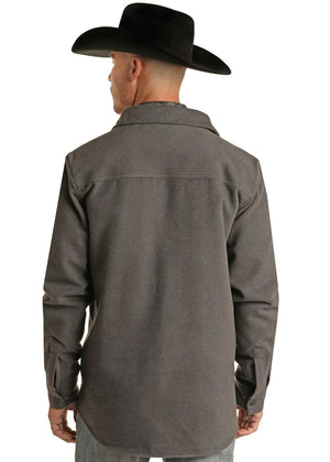 Panhandle Slim Outerwear Rock & Roll Denim Men's Charcoal Long Sleeve Solid Shirt Jacket BM92C01934